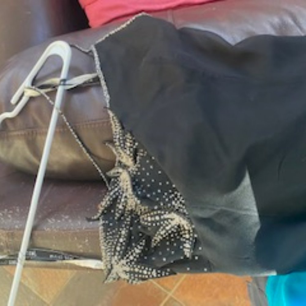 One shoulder black beaded pageant gown